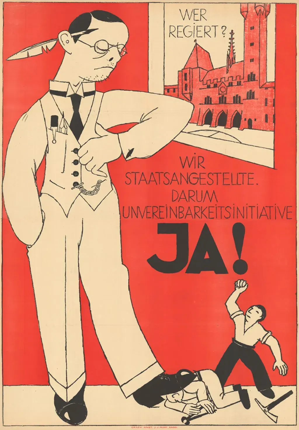 Platkat: Mehrfach im Visier der Volksrechte: Die Beamten, wie 1922 bei der Unvereinbarkeitsinitiative von Staatsdienst und Grossratsmandat