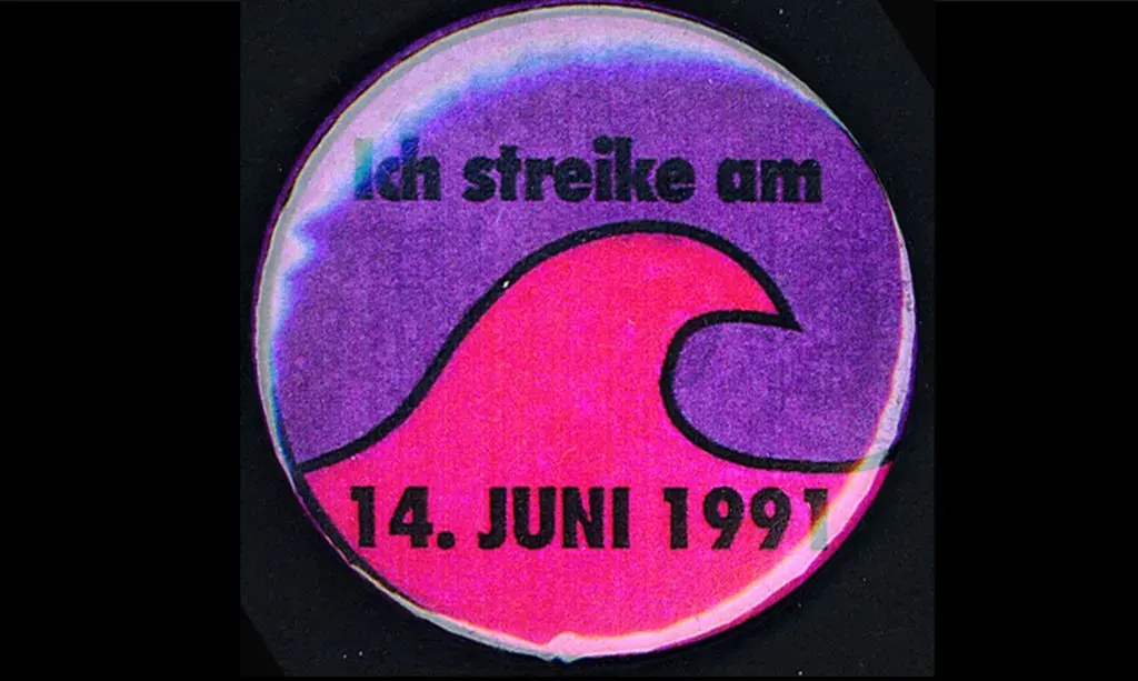 Button: Ich streike am 14. Juni 1991