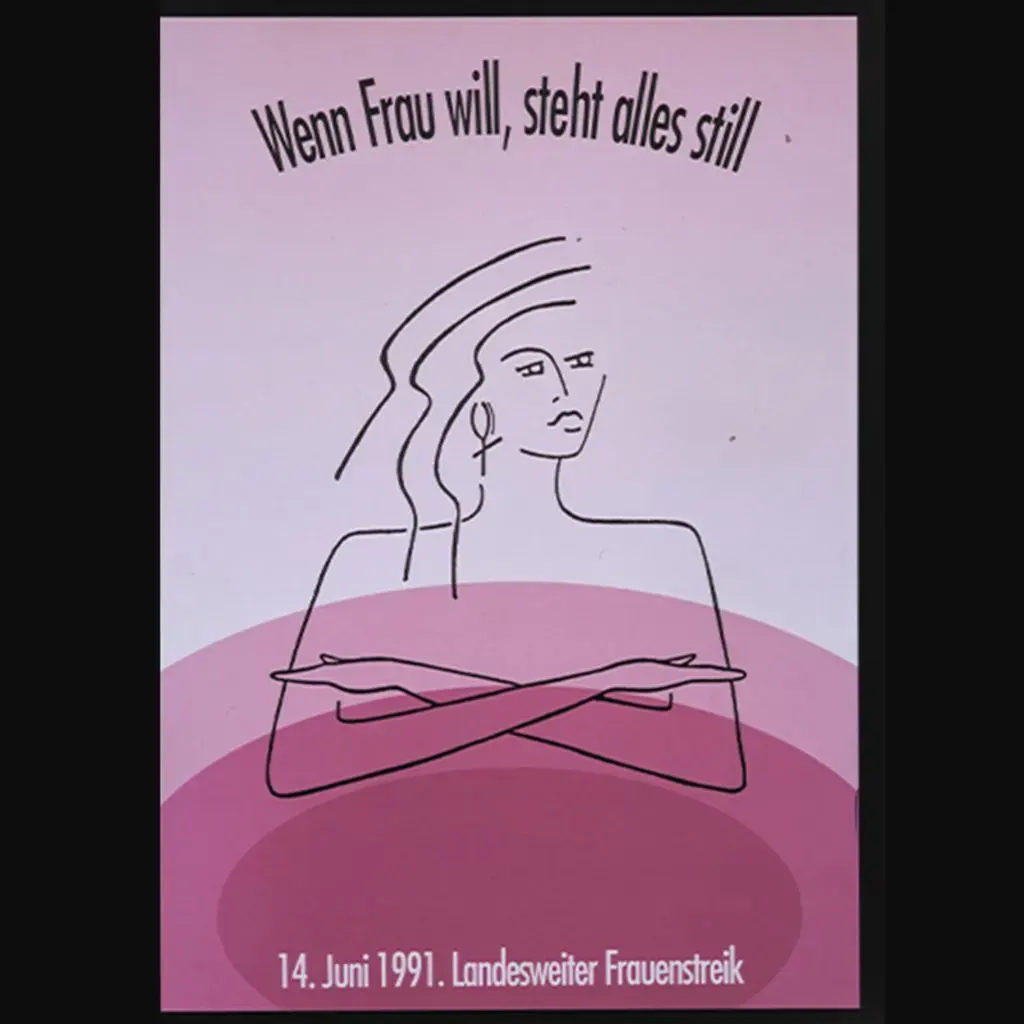 Plakat: Wenn Frau will, steht alles still - 14. Juni 1991